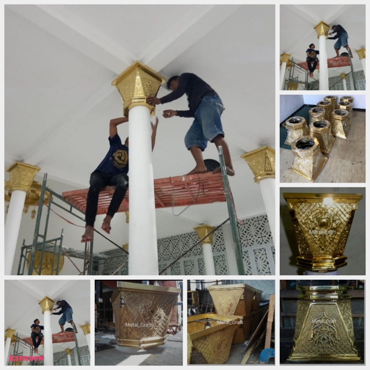 A1 Sabuk Tiang Masjid | Tembaga Jayakarta | Kerajinan Logam Tembaga & Kuningan Boyolali. Kerajinan umpak masjid tembaga. Kerajinan ini merupakan salah satu produk yang acap kali diaplikasikan pada beragam bangunan, seperti masjid, rumah, kantor ataupun